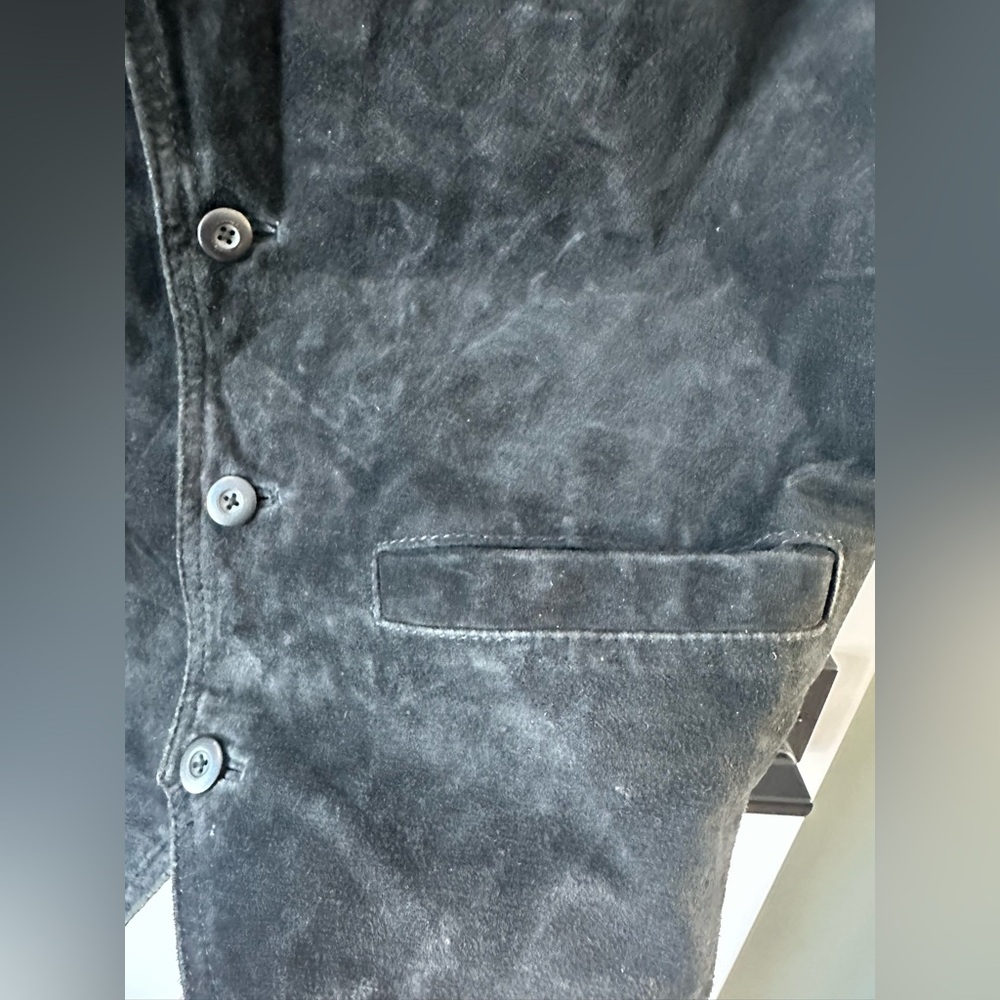 Wilsons Vest Mens S Black Suede Leather Waistcoat V Neck Jacket Biker Western - Picture 4 of 6